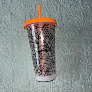 Spider Web Tumbler with Orange Lid